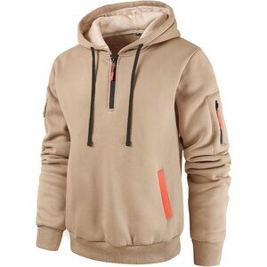 Men's Hoodies Casual Pullover Hooded Sweatshirt Long Sleeve Quarter Zip Hoody To